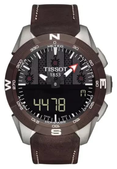 T-Touch Expert Solar II Swiss Edition 45mm Black Analog-Digital / Brown Leather Strap